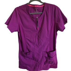 Koi Lite M Purple Scrub Top Half Zip Front Women's Dobby Slim‎ Fit Med Size M